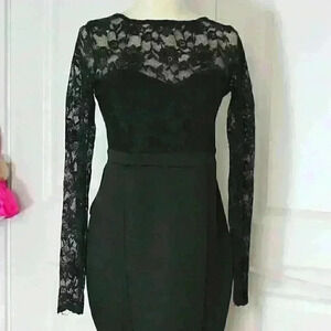City Goddess Open Back Midi Black Lace Dress NWT size M